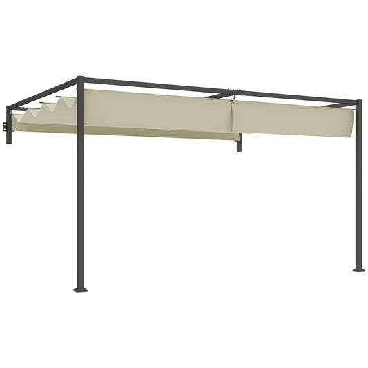 Photo of Outsunny 3 x 4m Steel Pergola, with Retractable Canopy - Khaki in Khaki colour on a white background