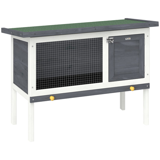Photo of PawHut Wooden Rabbit Hutch, Guinea Pig Hutch with Asphalt Roof, Outdoor Elevated Bunny House for Rabbits, Chinchillas in Chinchillas colour on a white background