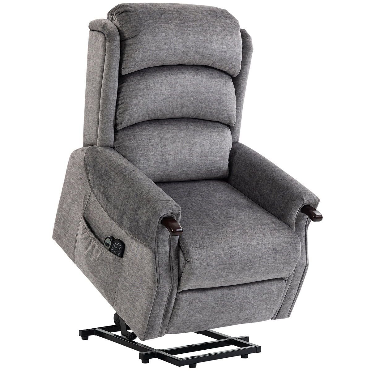 Photo of HOMCOM Power Lift Recliner with Vibration Massage and Heat, Lift Chair for Tall with Wood Grip, Pocket Spring, Light Grey in Grey colour on a white background