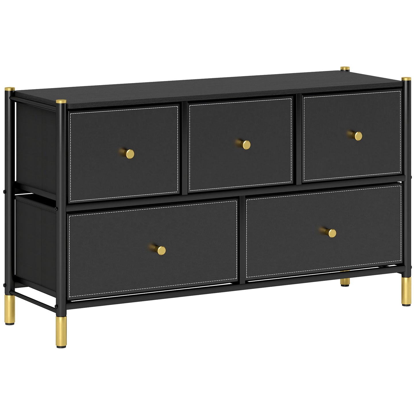 Photo of HOMCOM Faux Leather Front Chest of Drawers - Black in Black colour on a white background