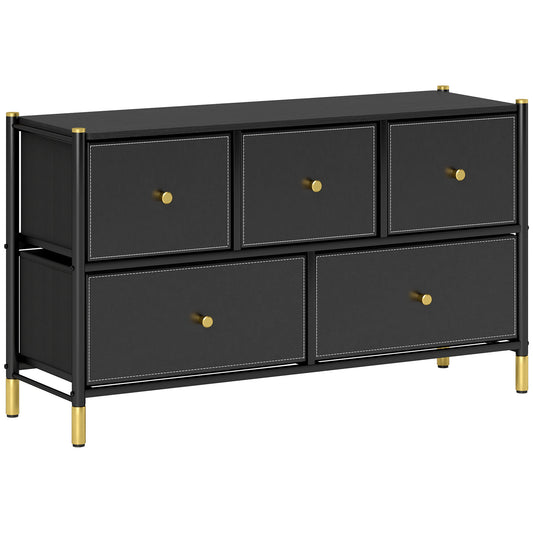 Photo of HOMCOM Faux Leather Front Chest of Drawers - Black in Black colour on a white background