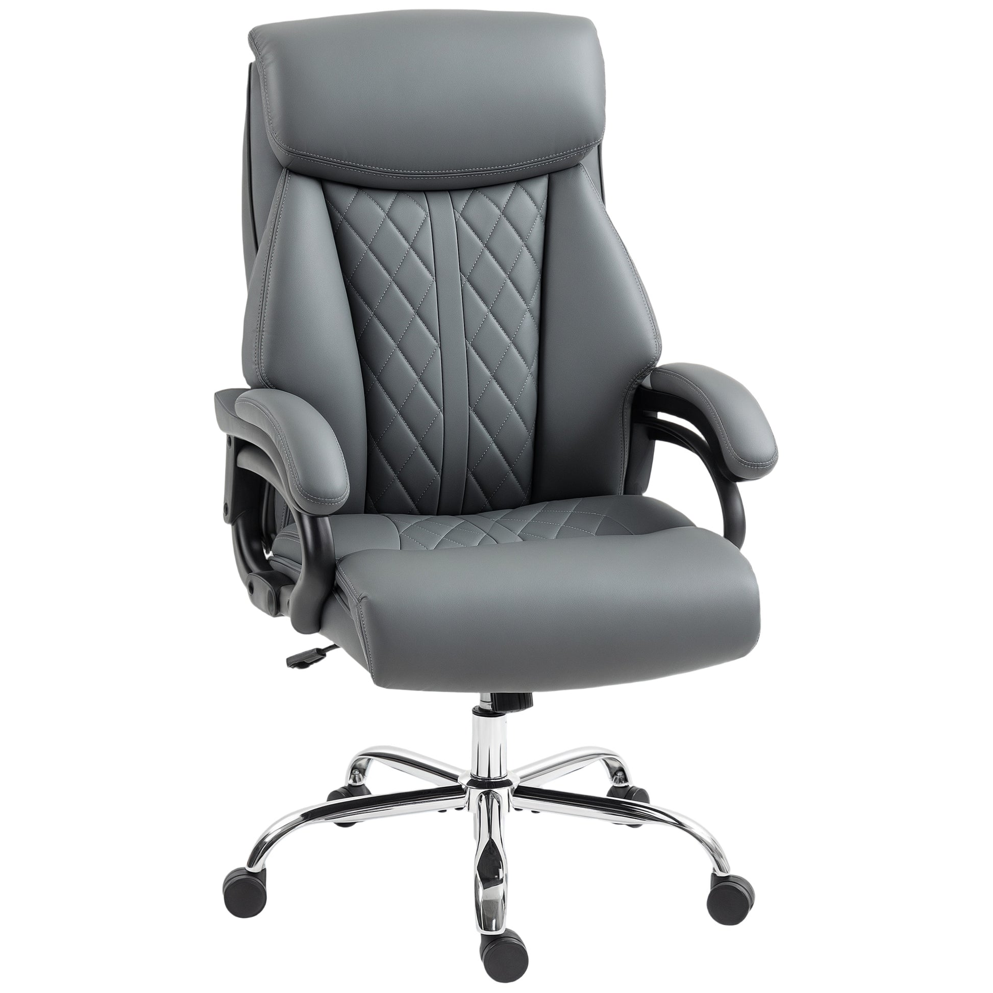 Photo of HOMCOM Super Padded Faux Leather Office Chair - Charcoal Grey in Grey colour on a white background