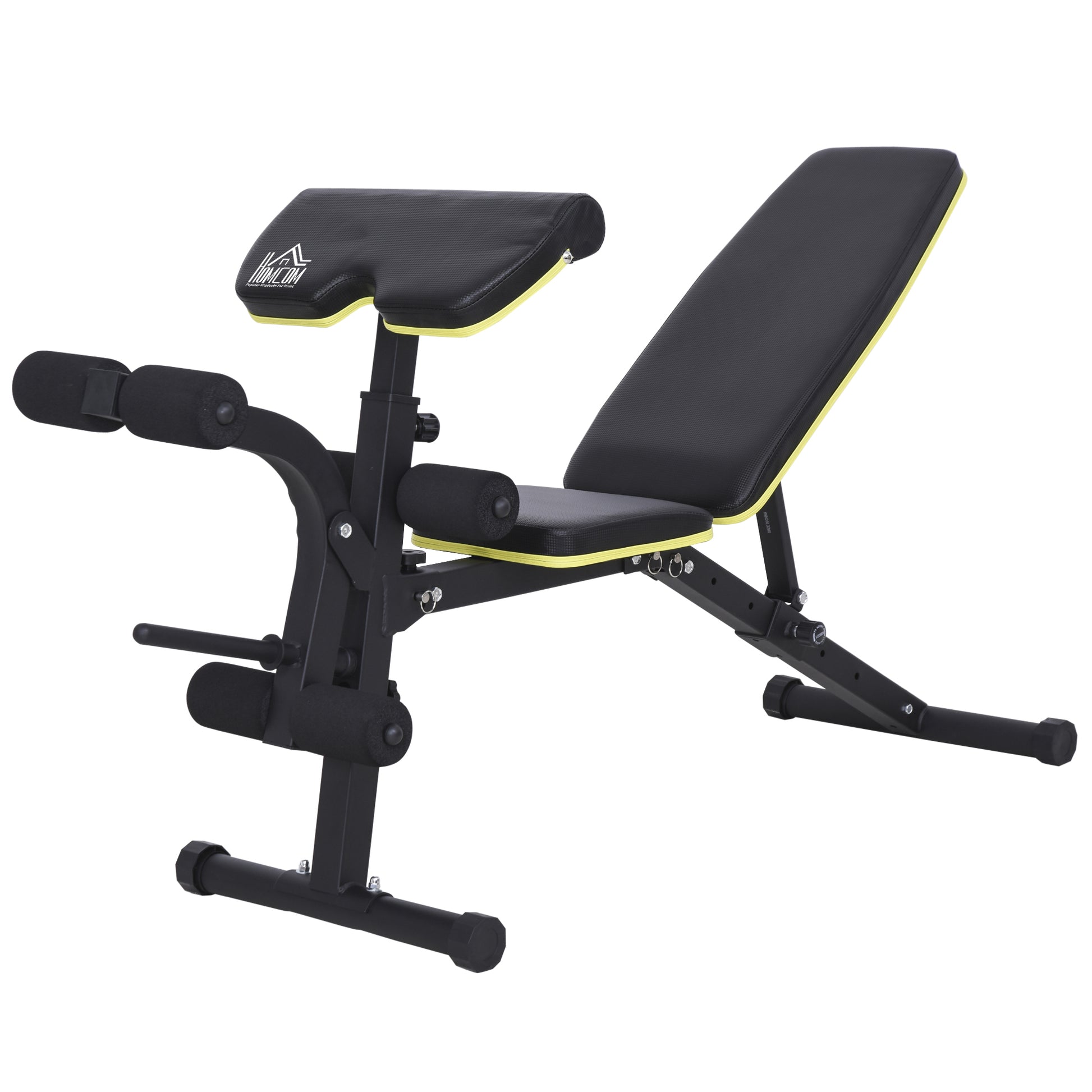 Photo of HOMCOM PVC Upholstered Steel Sit-Up/Dumbbell Duo Bench Black in Black colour on a white background