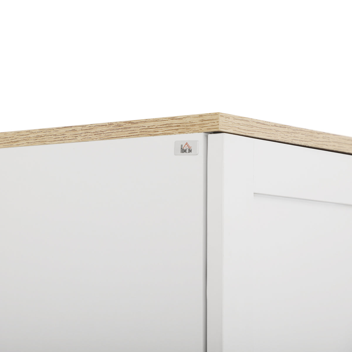 HOMCOM Freestanding Kitchen Cupboard, 4-Door Storage Cabinet Organiser with Adjustable Shelves White Wood Effect
