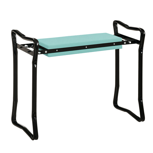 Outsunny green garden kneeler seat with padded top and black folding steel frame