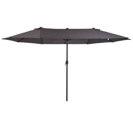 Photo of Outsunny 4.6m Garden Parasol Double-Sided Sun Umbrella Patio Market Shelter Canopy Shade Outdoor Grey in Grey colour on a white background