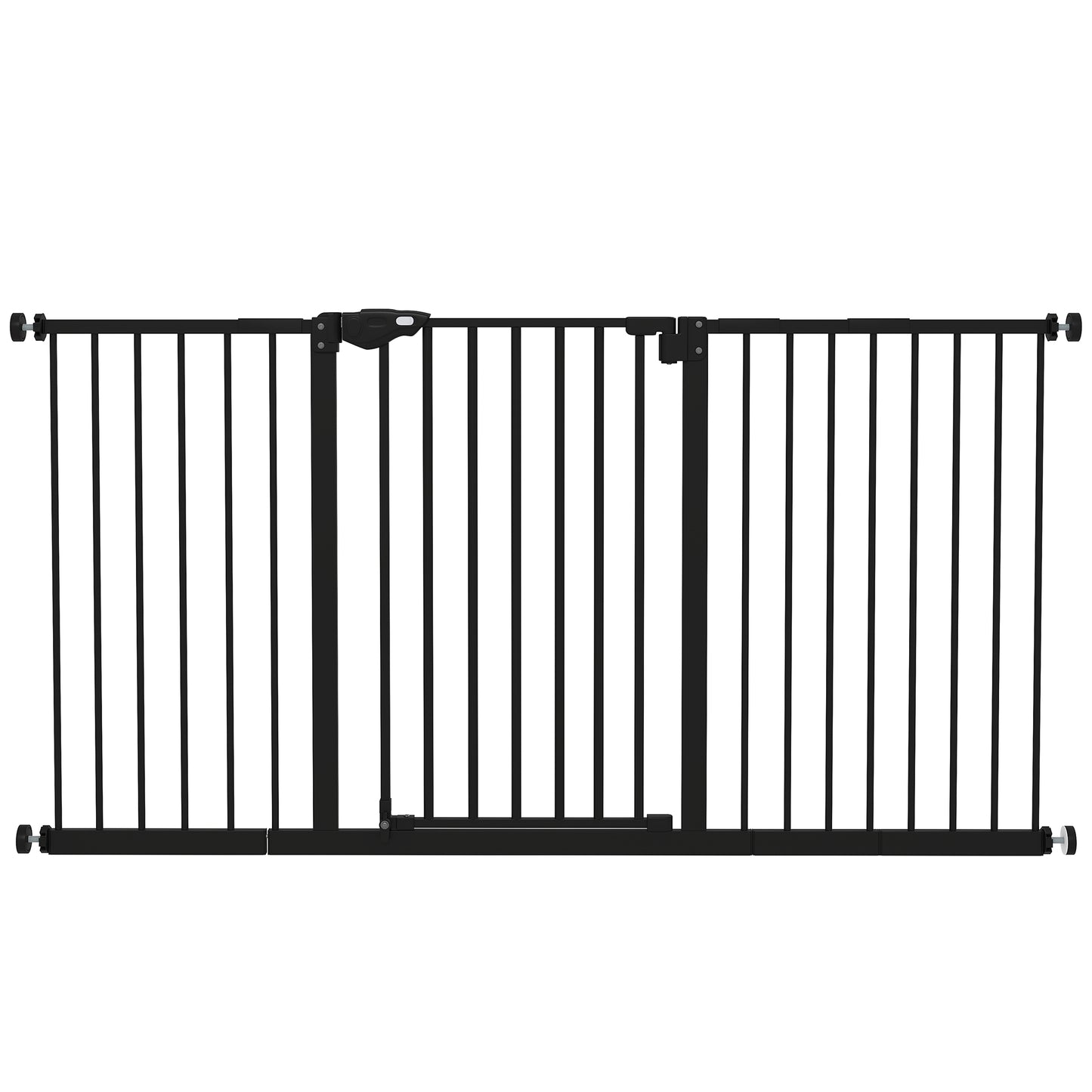 Photo of PawHut Adjustable Safety Gate w/ Three Extensions, Four Adjustable Screws, Black in Black colour on a white background