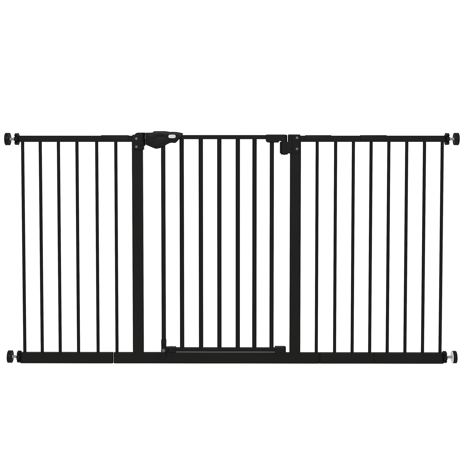 Photo of PawHut Adjustable Safety Gate w/ Three Extensions, Four Adjustable Screws, Black in Black colour on a white background