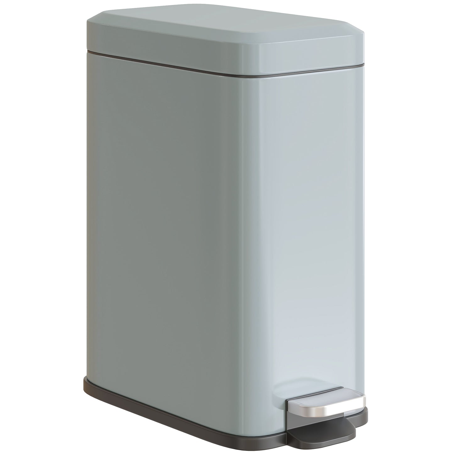 Photo of HOMCOM 5L Rectangular Compact Bin Steel Body Removable Bucket Quiet-Close Lid w/ Pedal Lid Rubbish Trash Can Home Office Bedroom Bathroom Living Room Garbage Tidy Clean Grey in Grey colour on a white background