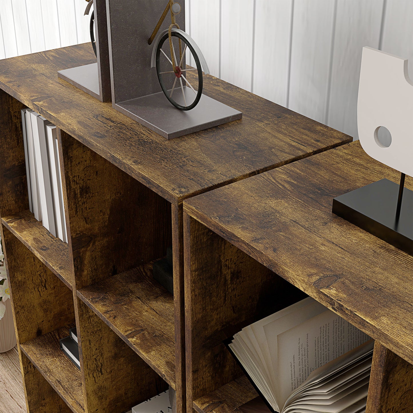 HOMCOM 6-Cube Bookshelf - Rustic Brown
