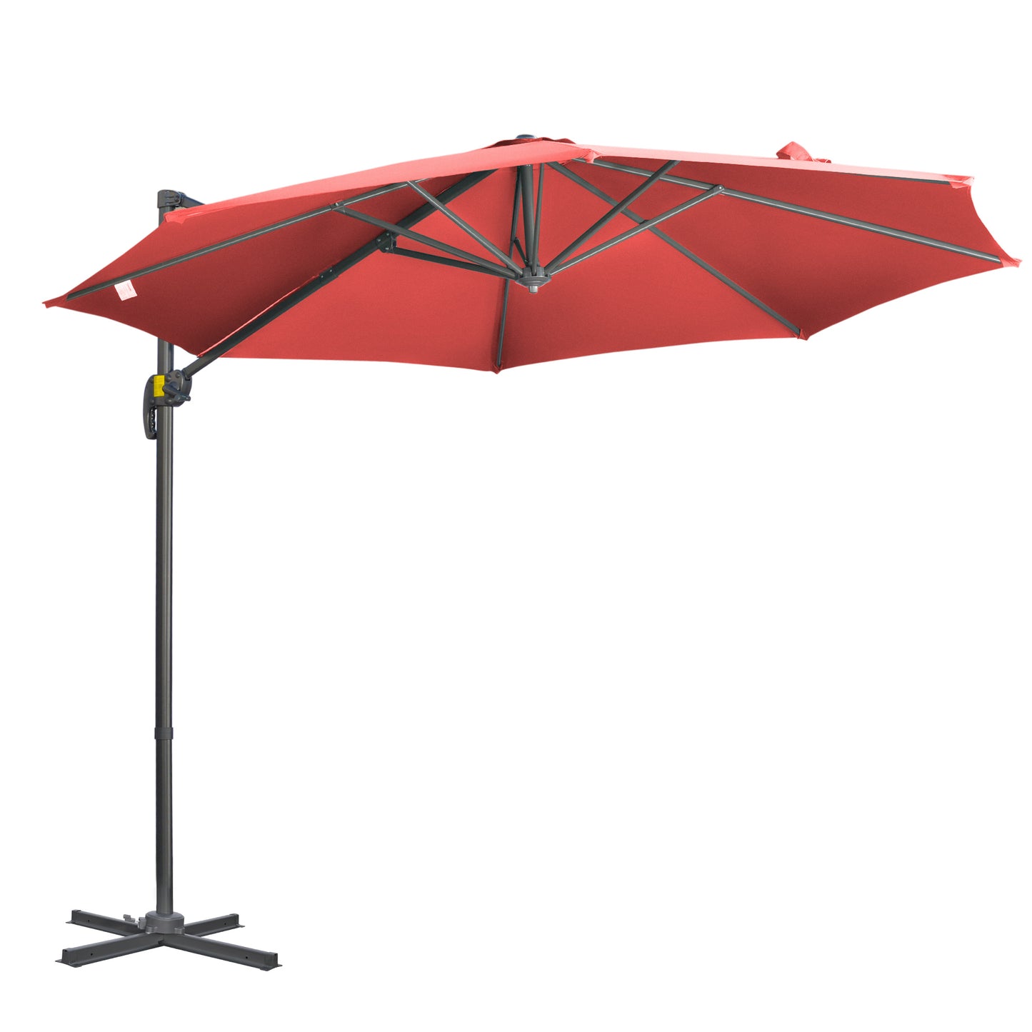 Photo of Outsunny 3 x 3(m) Cantilever Parasol with Cross Base Crank Handle - Wine Red in Red colour on a white background