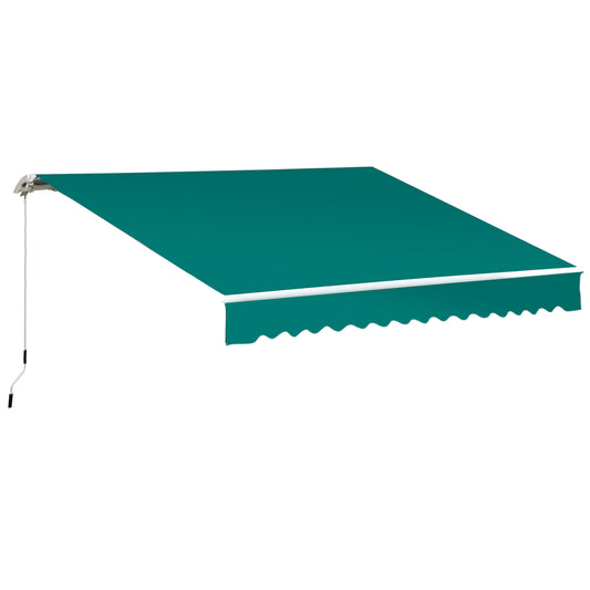 Photo of Outsunny Manual Retractable Awning, 3.5x2.5 m-Green in m-Green colour on a white background