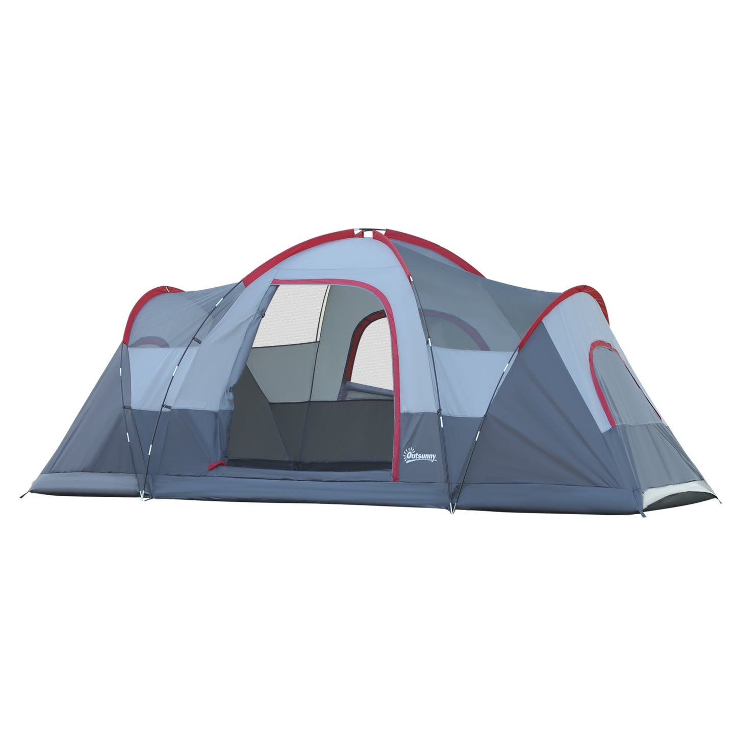 Photo of Outsunny Fibreglass & Steel Frame 5/6 Person Lightweight Camping Tent Blue in Blue colour on a white background