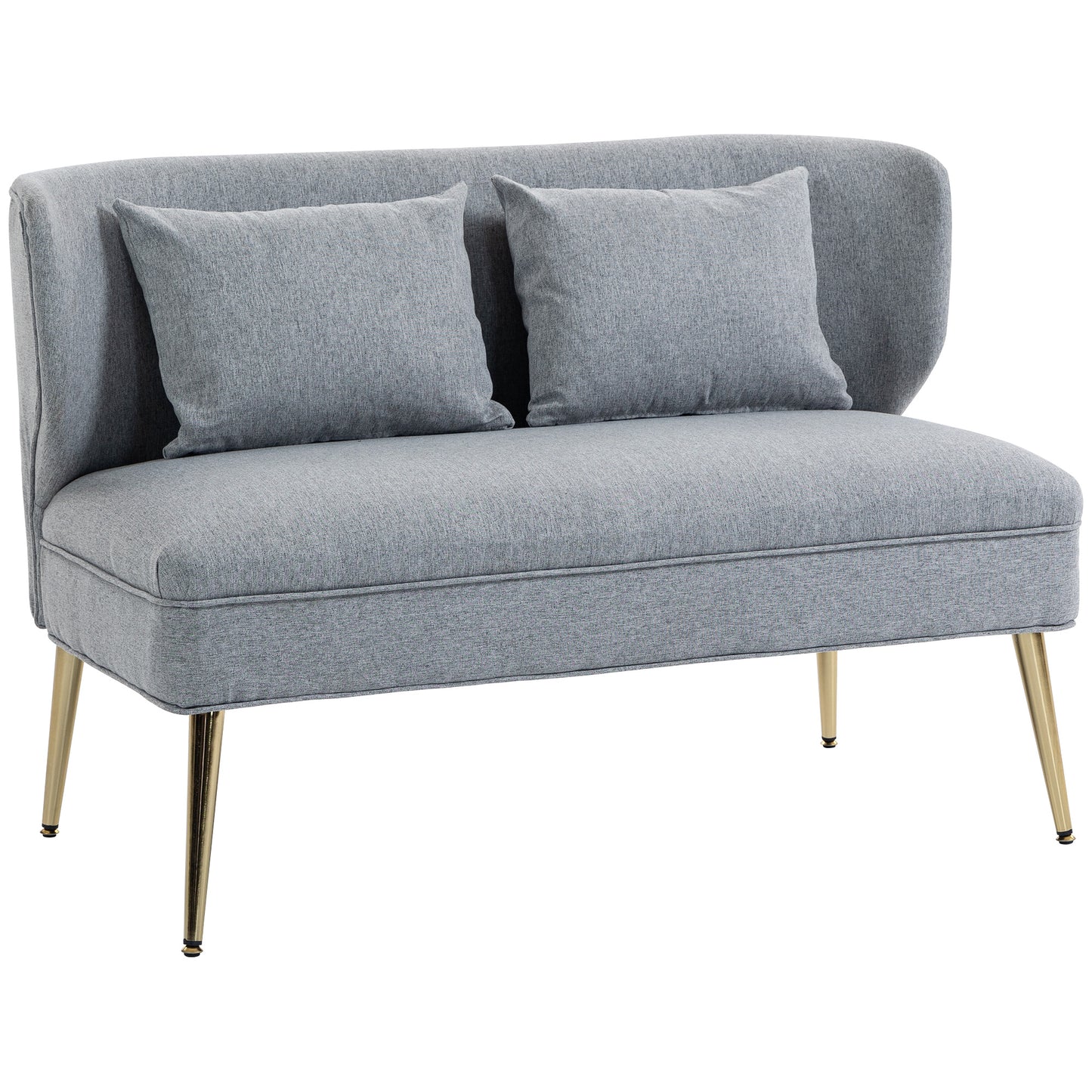 Photo of HOMCOM 2 Seater Sofa, Linen-look Fabric Small Sofa with Wing Back, Thick Seat, Metal Legs, Light Grey in Grey colour on a white background