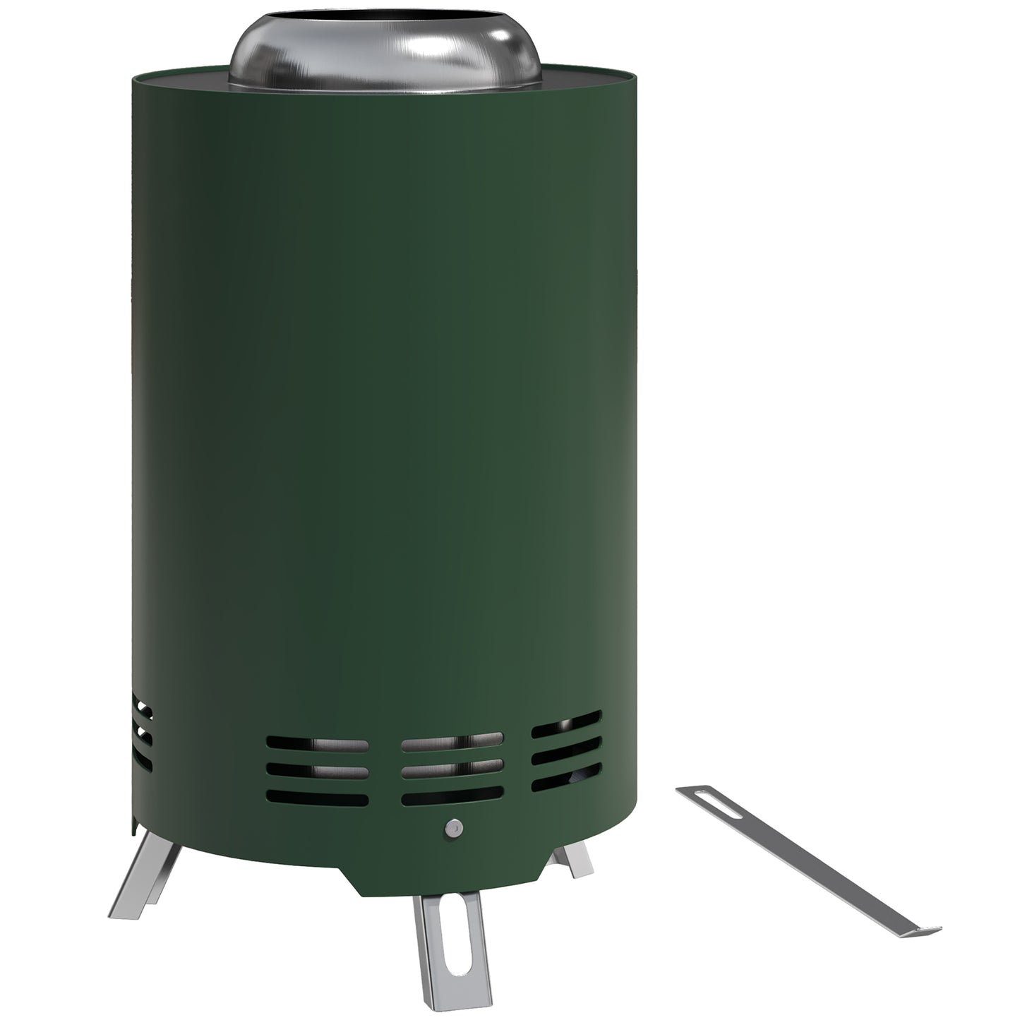 Photo of Outsunny Smokeless Fire Pit, 16 x 16 cm Stainless Steel Portable Wood Burning Firepit with Poker, Wood or Pellet Fuelled Tabletop Fire Pit for Garden Camping Bonfire Party, Green in Green colour on a white background