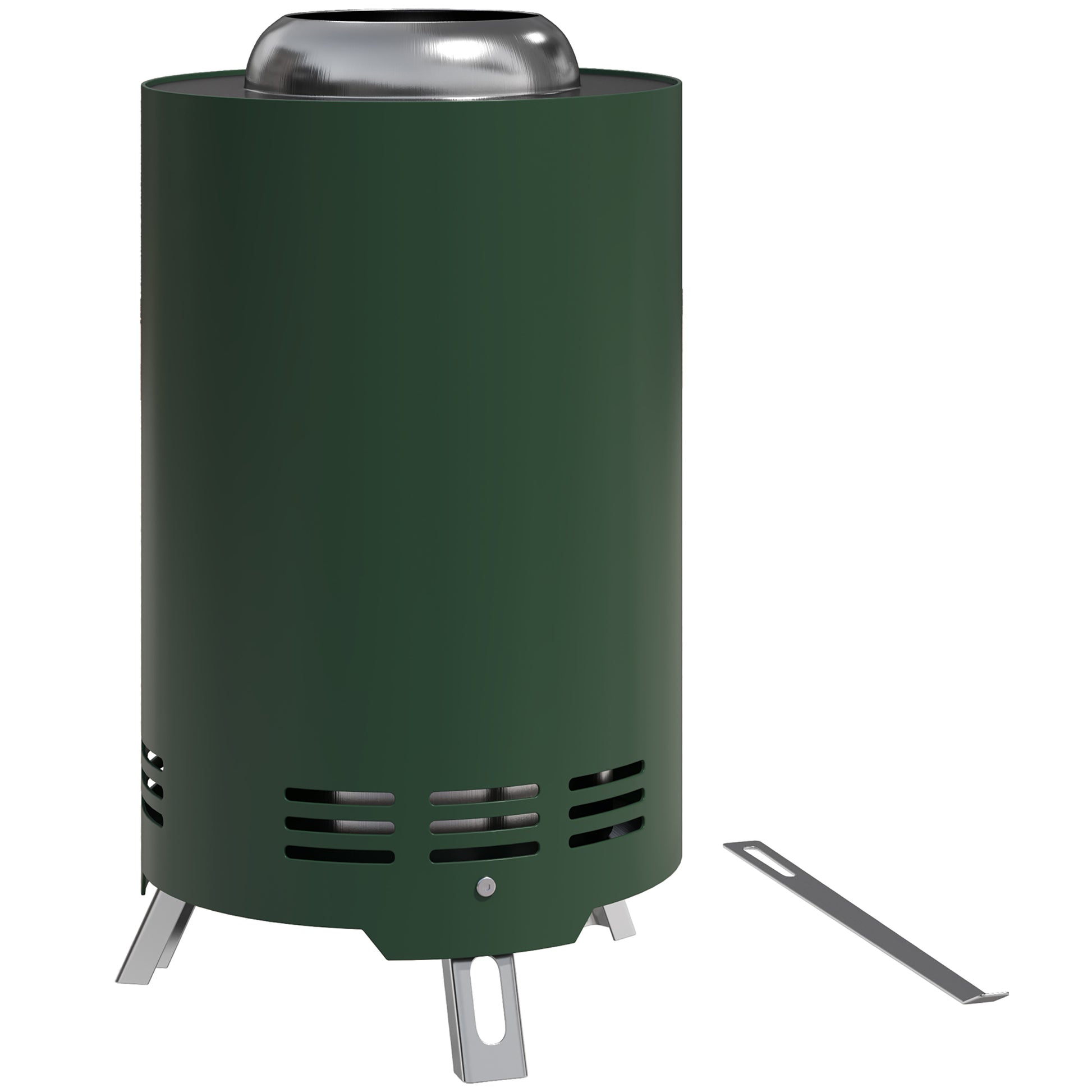 Photo of Outsunny Smokeless Fire Pit, 16 x 16 cm Stainless Steel Portable Wood Burning Firepit with Poker, Wood or Pellet Fuelled Tabletop Fire Pit for Garden Camping Bonfire Party, Green in Green colour on a white background