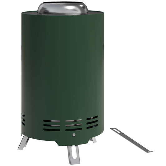 Photo of Outsunny Smokeless Fire Pit, 16 x 16 cm Stainless Steel Portable Wood Burning Firepit with Poker, Wood or Pellet Fuelled Tabletop Fire Pit for Garden Camping Bonfire Party, Green in Green colour on a white background