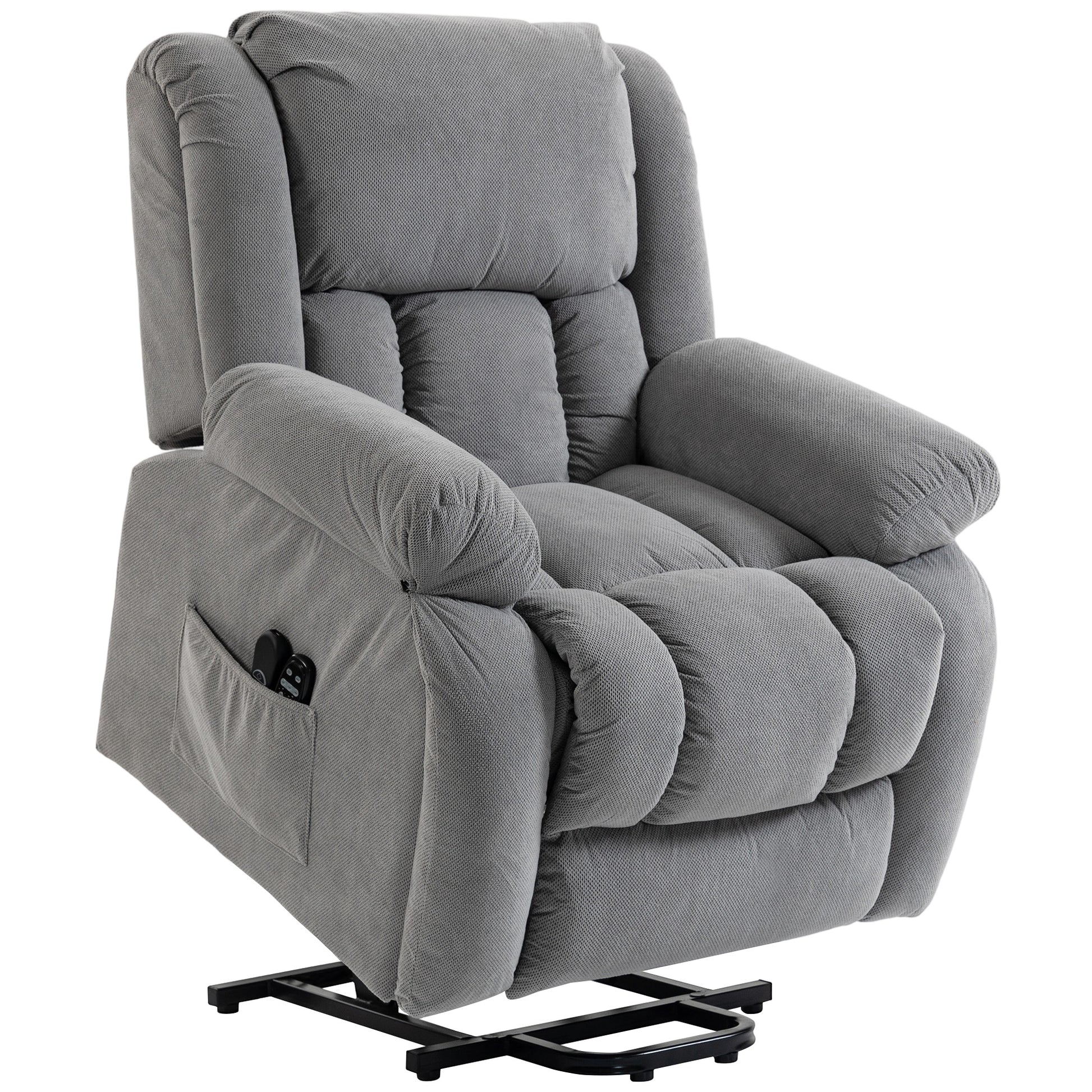 Photo of HOMCOM Recliner Armchair Lift Chair, Electric Recliner Chair with Vibration Massage and Heat, Wide Seat, USB Port, Light Grey in Grey colour on a white background