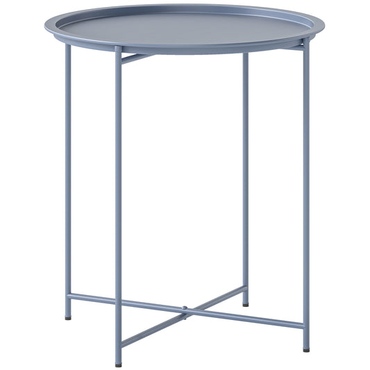 Photo of Outsunny Steel Removable Tray Top Garden Table - Blue Grey in Grey colour on a white background