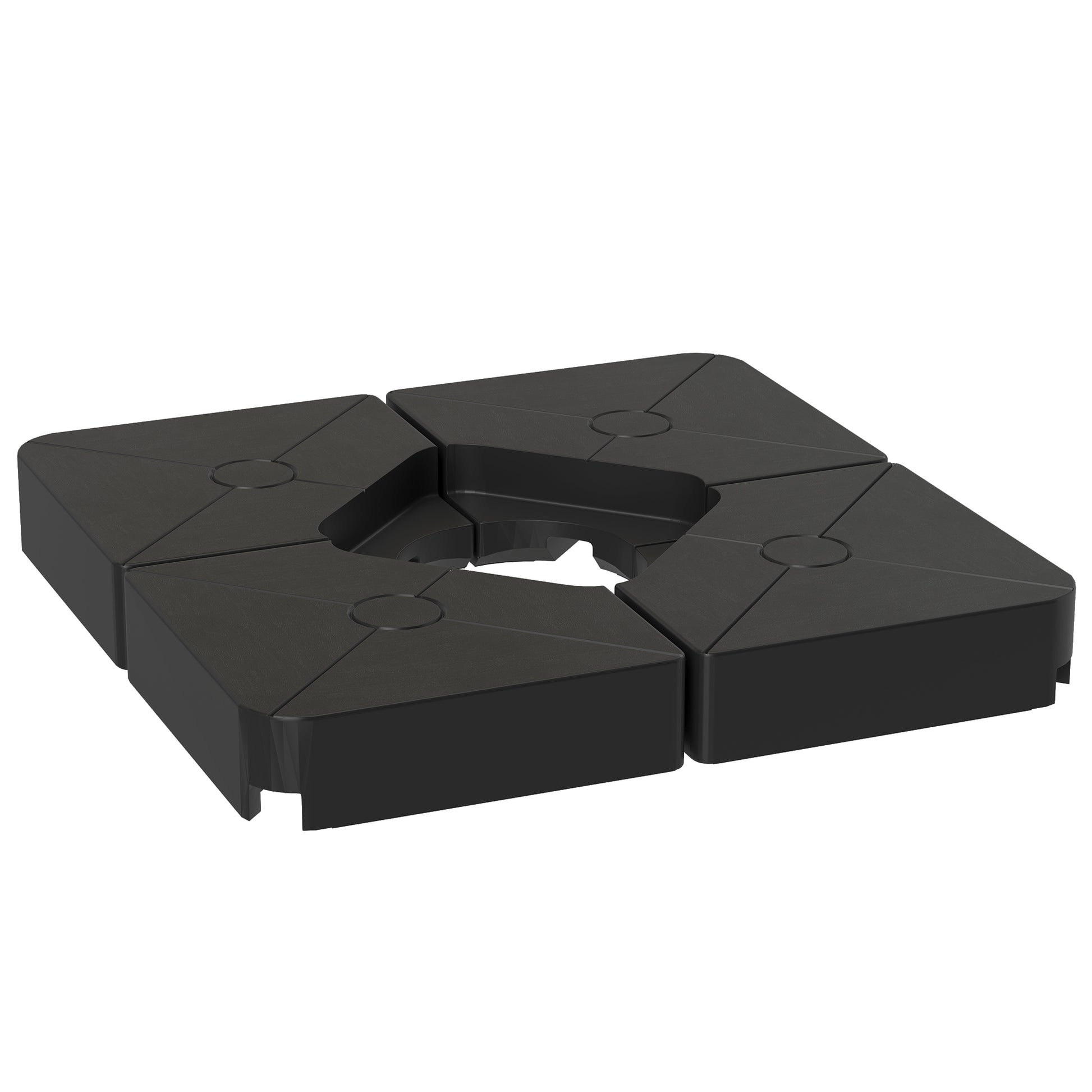Photo of Outsunny Umbrella Weights for Cantilever Parasols, Set of 4 Heavy Duty Parasol Base Weights, 64kg Sand or 55kg Water Filled, Black in Black colour on a white background