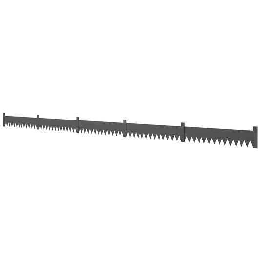 Photo of Outsunny 5pcs Garden Fence, Metal Picket Fence Panels, 102x20cm, Black in Black colour on a white background