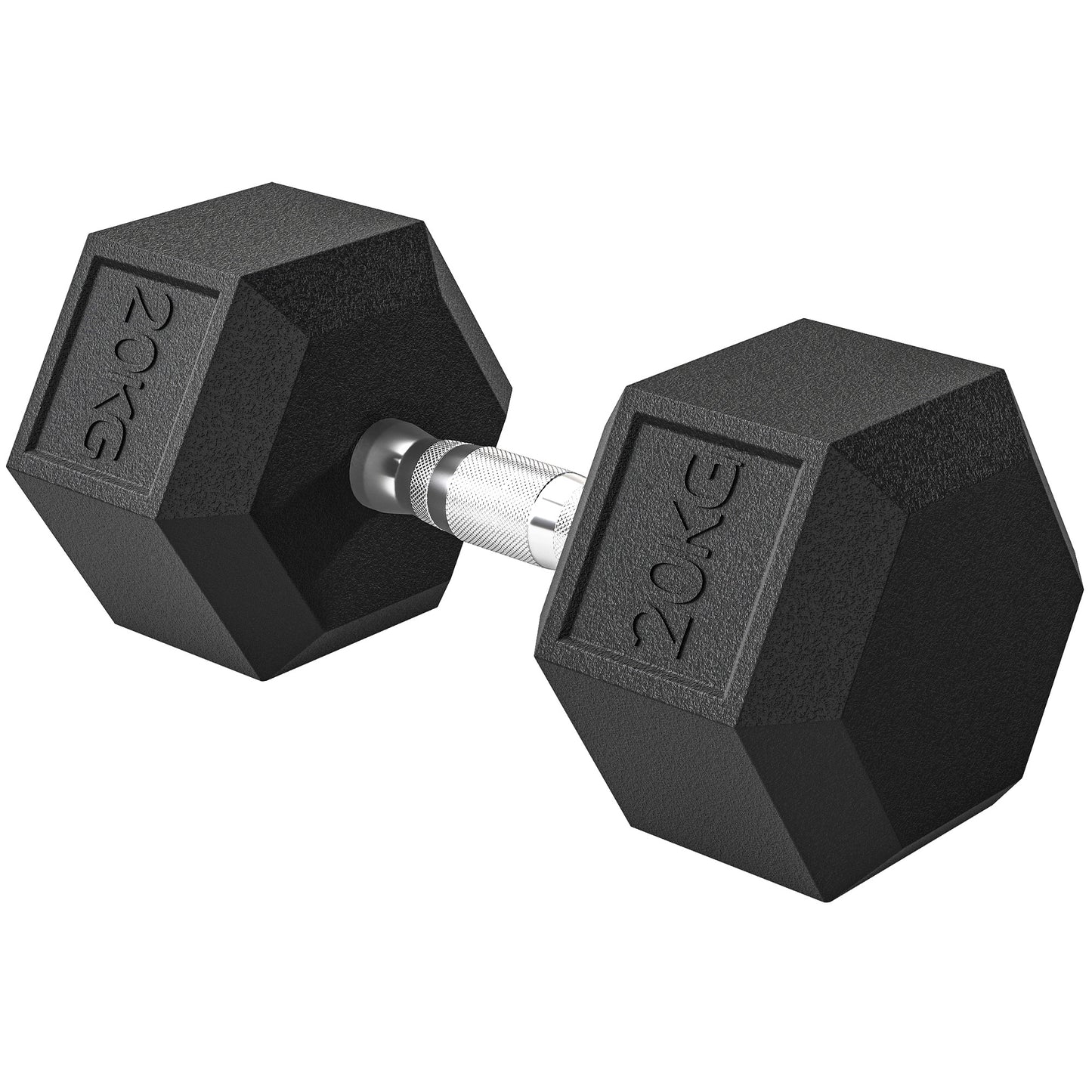 Photo of HOMCOM 20KG Single Rubber Hex Dumbbell Portable Hand Weights Dumbbell Home Gym in Gym colour on a white background