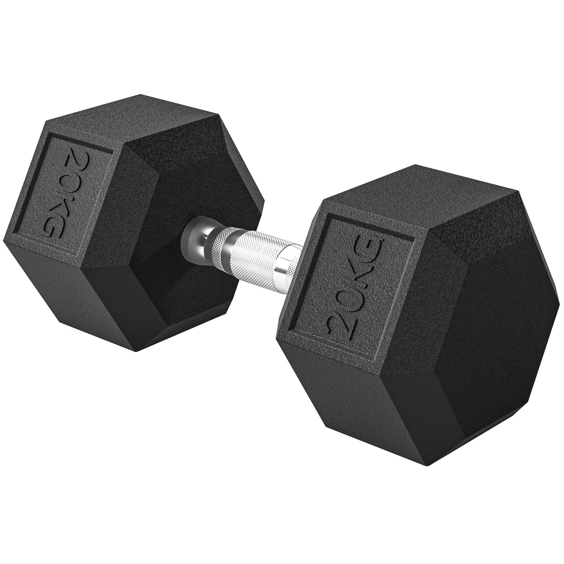 Photo of HOMCOM 20KG Single Rubber Hex Dumbbell Portable Hand Weights Dumbbell Home Gym in Gym colour on a white background