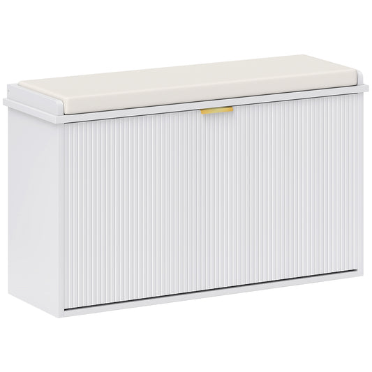 Photo of HOMCOM Elegant Eight Shoe Bench, with Top Seat - White in White colour on a white background