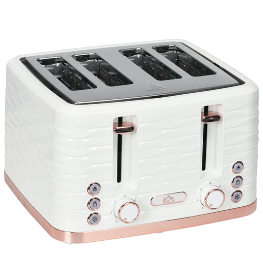 Photo of HOMCOM Four-Slice Rippled Toaster - White in White colour on a white background