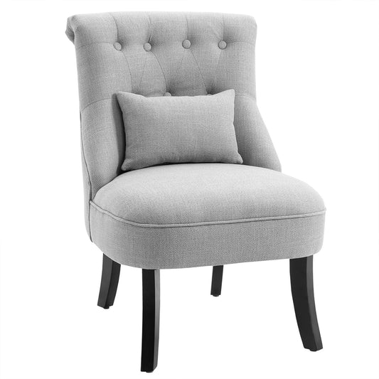 Photo of HOMCOM Fabric Single Sofa Dining Chair Tub Chair Upholstered W/ Pillow Solid Wood Leg Home Living Room Furniture Grey in Grey colour on a white background