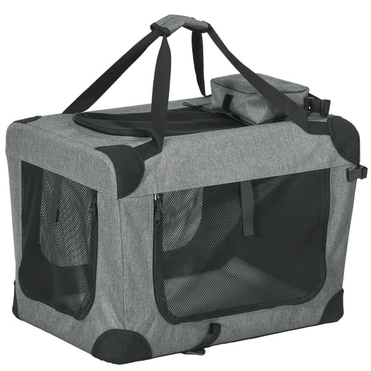 Photo of PawHut Oxford Fabric Folding Pet Carrier Bag Grey in Grey colour on a white background