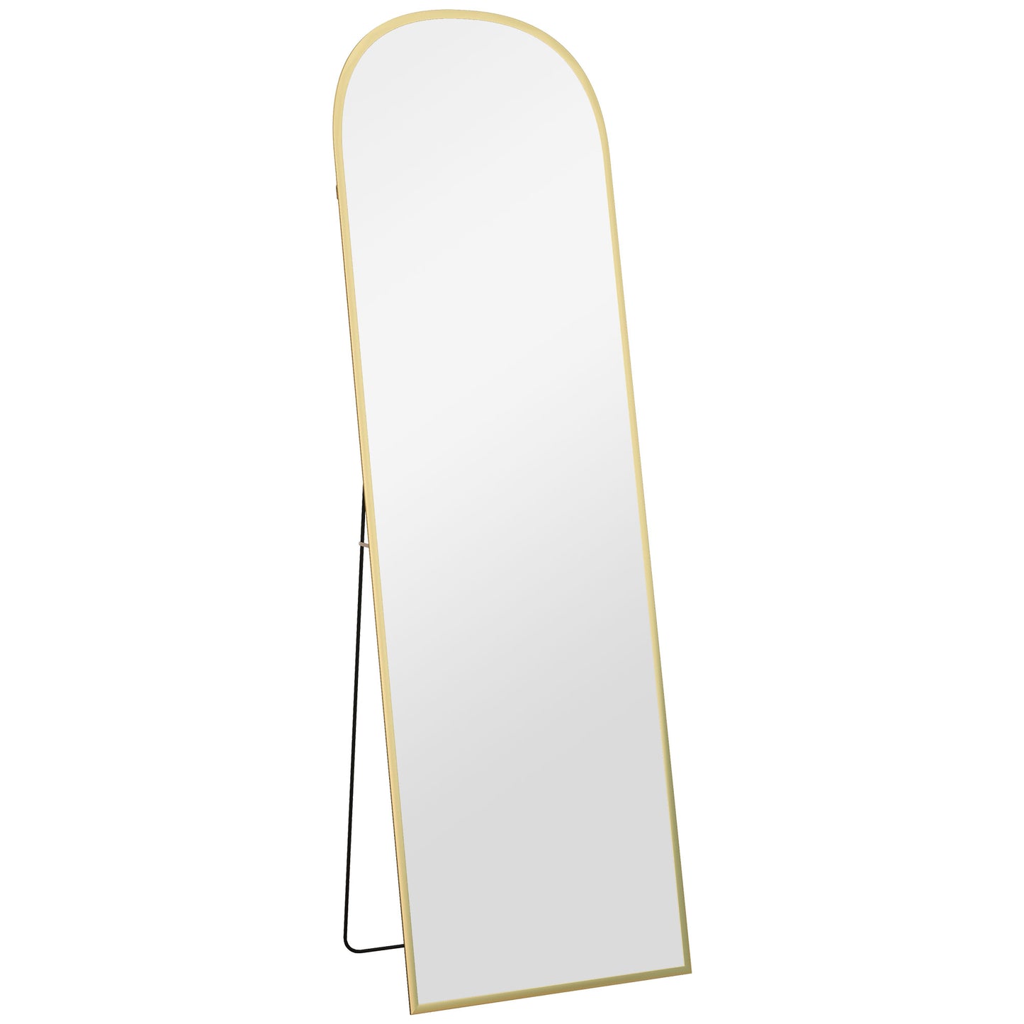 Photo of HOMCOM 162cm Aluminium Frame Standing Mirror - Gold in Gold colour on a white background