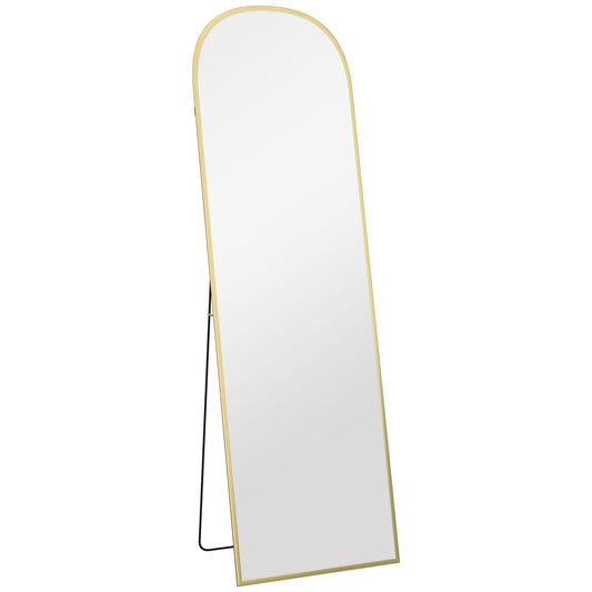 Photo of HOMCOM 162cm Aluminium Frame Standing Mirror - Gold in Gold colour on a white background