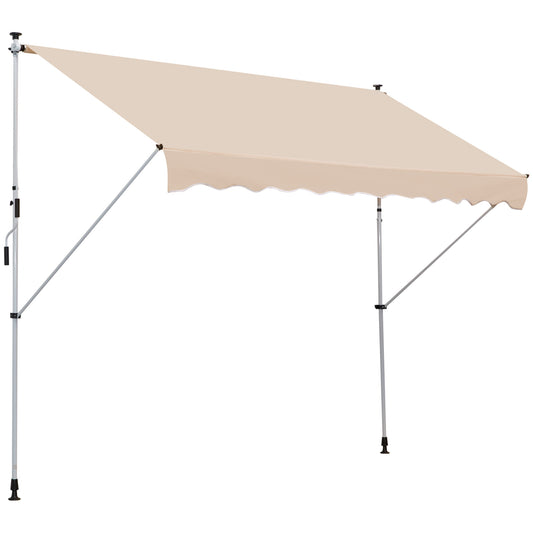 Photo of Outsunny 3x1.5m  Adjustable Outdoor Aluminium Frame Awning Beige in Beige colour on a white background