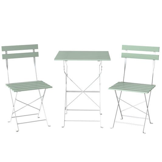 Photo of Outsunny Outdoor Bistro Set Folding Patio Furniture Set with 2 Chairs Table for 2 People White and Green in Green colour on a white background