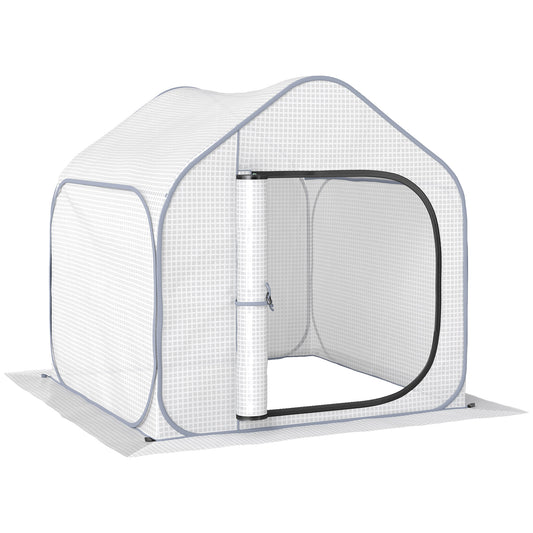 Photo of Outsunny 150 x 148cm Pop-Up Greenhouse - White in White colour on a white background