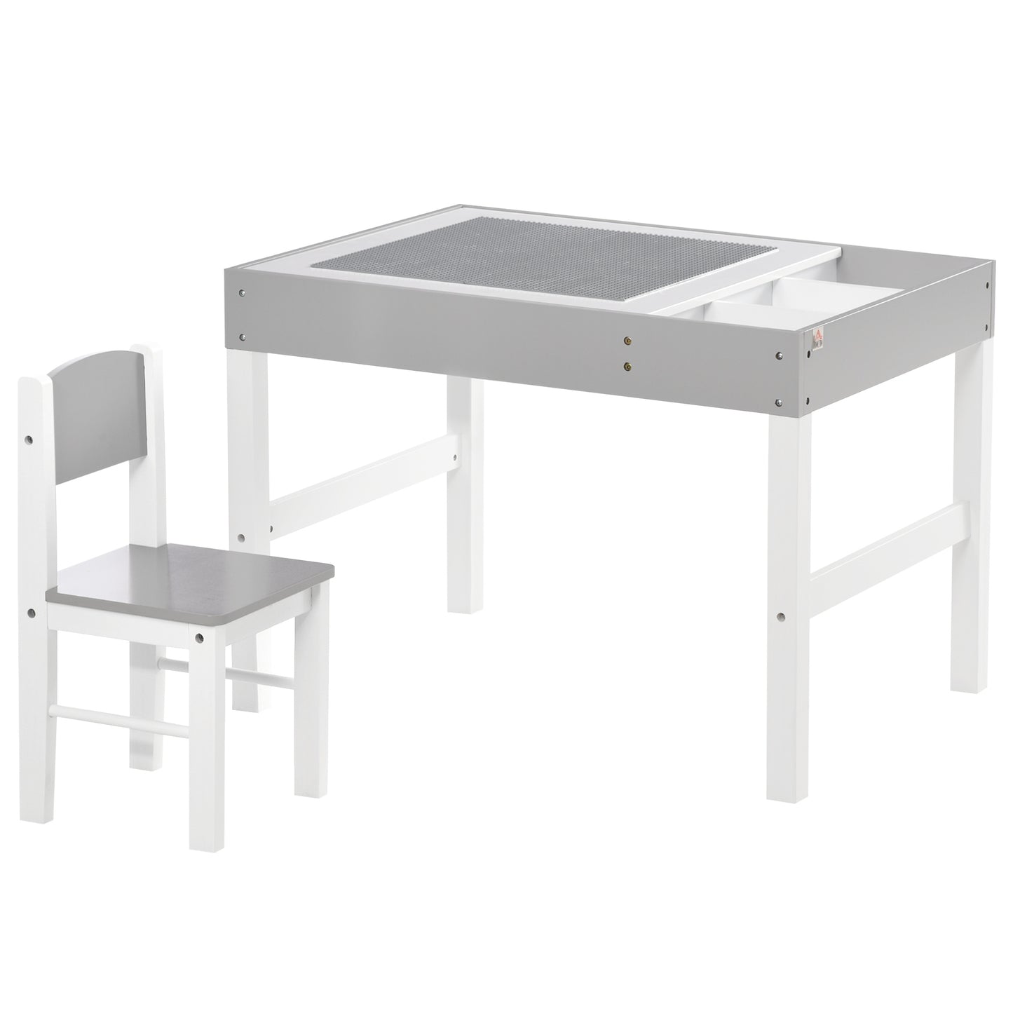 Photo of HOMCOM Kids Table and Chair Set, with Storage Space - Grey in Grey colour on a white background