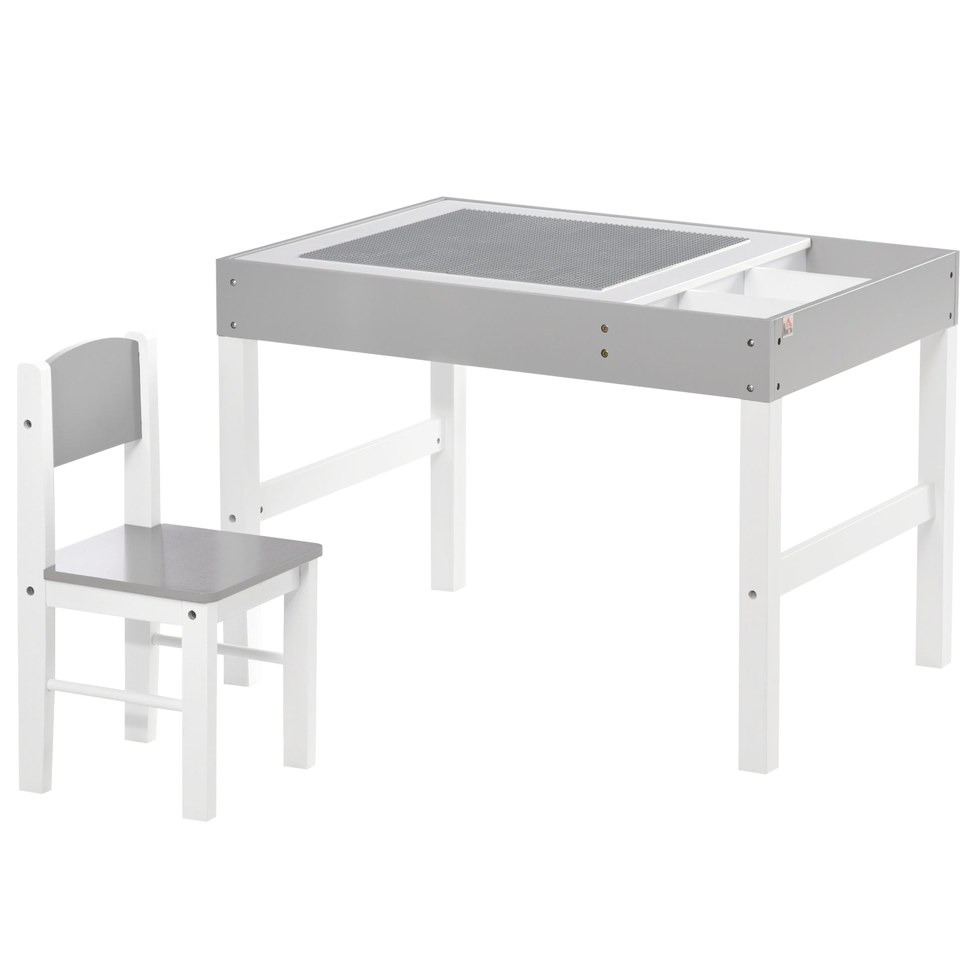 Photo of HOMCOM Kids Table and Chair Set, with Storage Space - Grey in Grey colour on a white background