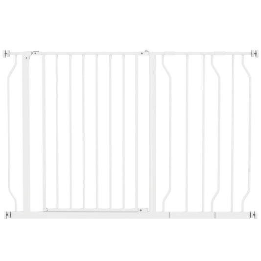 Photo of PawHut Wide Dog Safety Gate, with Door Pressure, for Doorways, Hallways, Staircases - White in White colour on a white background