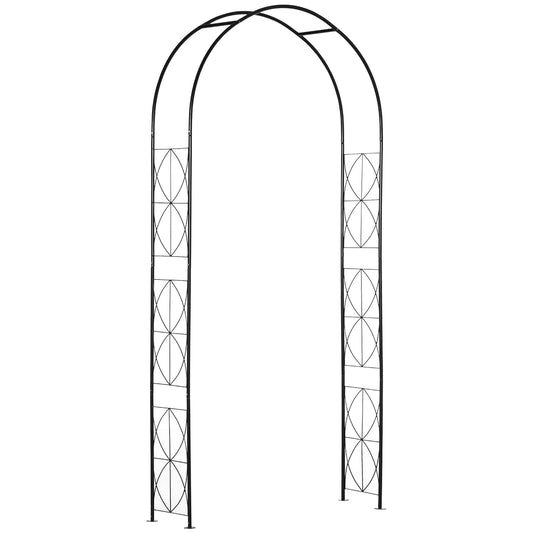 Photo of Outsunny Vintage Style Steel Garden Patio Outdoor Arbor & Trellis Arch Support For Vines & Climbing Plants Decoration - Black 2.3H m in m colour on a white background