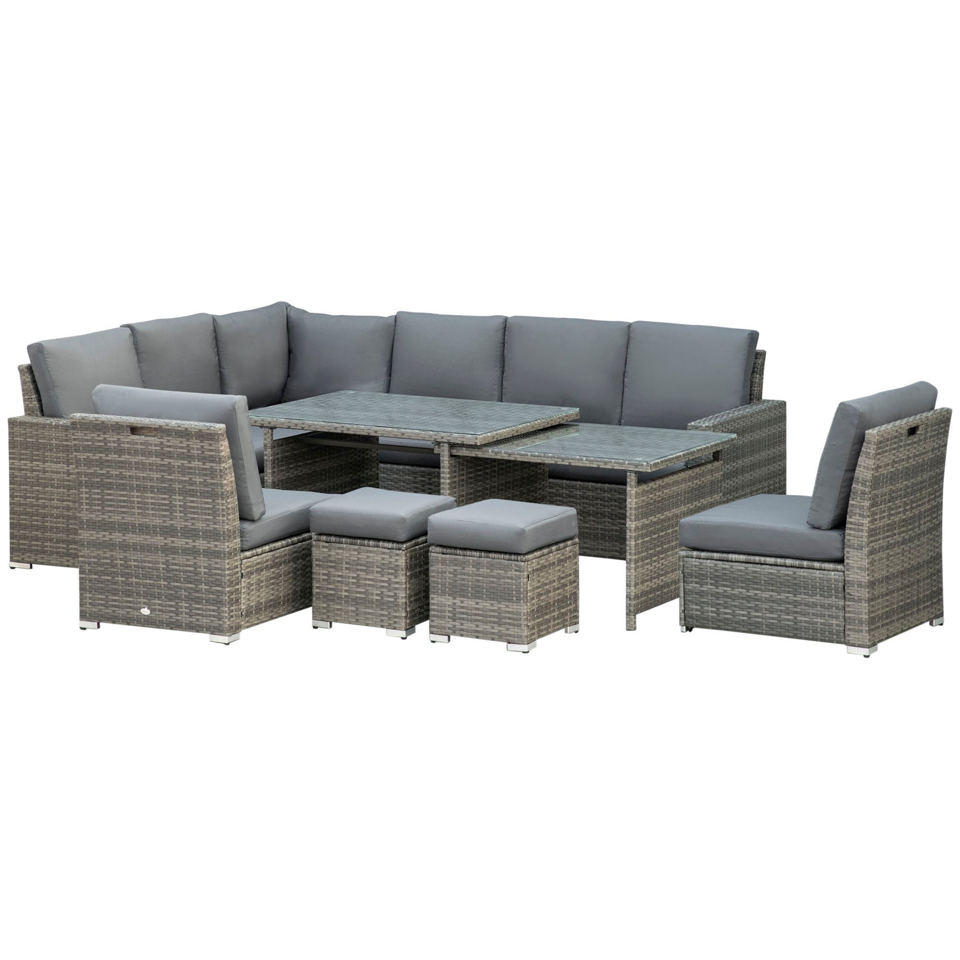 Photo of Outsunny Seven-Piece Rattan Garden Sofa Set, with Expanding Table - Grey in Grey colour on a white background