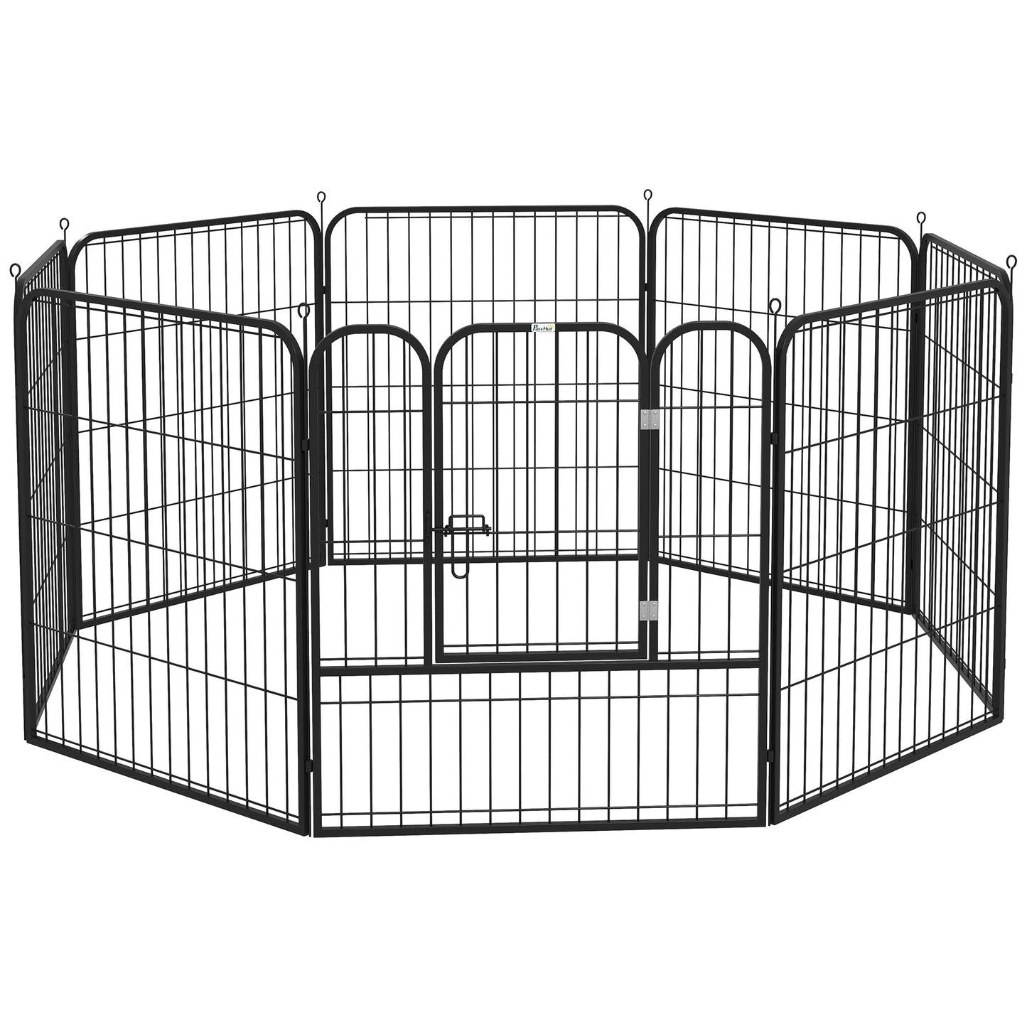 Photo of PawHut 8 Panels Heavy Duty Puppy Playpen, for Small and Medium Dogs, Indoor and Outdoor Use - Black in Black colour on a white background