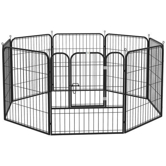 Photo of PawHut 8 Panels Heavy Duty Puppy Playpen, for Small and Medium Dogs, Indoor and Outdoor Use - Black in Black colour on a white background