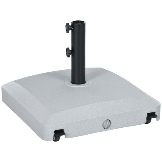 Photo of Outsunny Garden Parasol Base Holder, 24kg Water or 30kg Sand Filled, Outdoor Market Umbrella Stand Weight with Wheels and Brakes, Grey in Grey colour on a white background