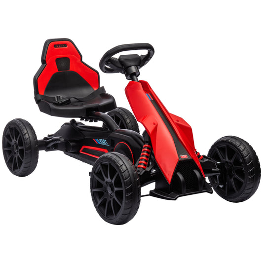 Photo of HOMCOM Kids Pedal Go Kart, with Adjustable Seat, EVA Wheels, Seat, Handbrake - Red in Red colour on a white background