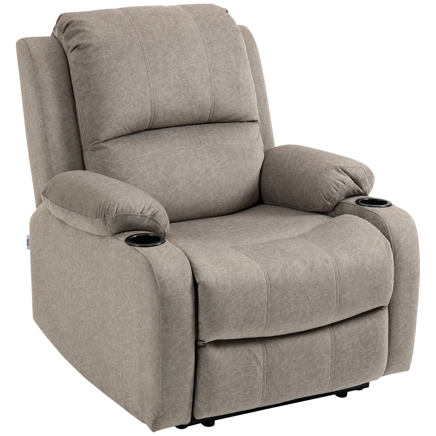 Photo of HOMCOM Recliner Chair, Microfibre Reclining Chair with Adjustable Leg Rest, Cup Holders, Recliner Armchair for Home Living Room, Brown in Brown colour on a white background