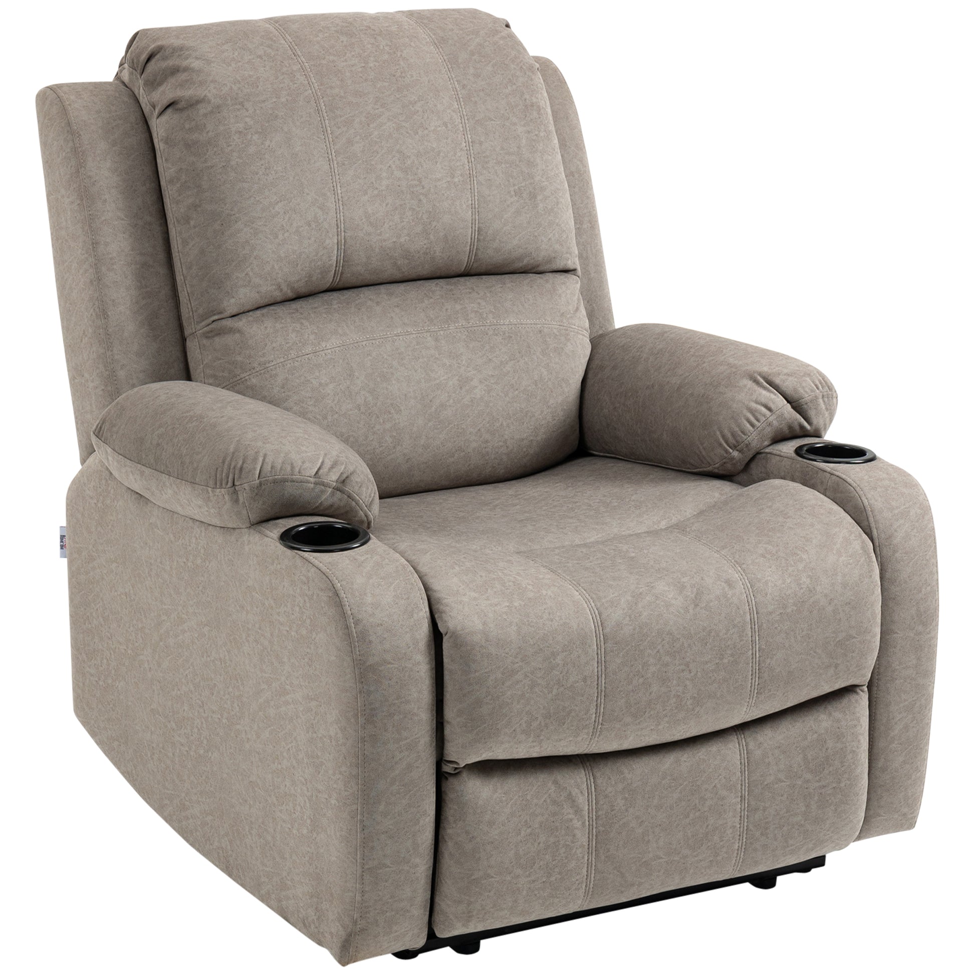 Photo of HOMCOM Recliner Chair, Microfibre Reclining Chair with Adjustable Leg Rest, Cup Holders, Recliner Armchair for Home Living Room, Brown in Brown colour on a white background
