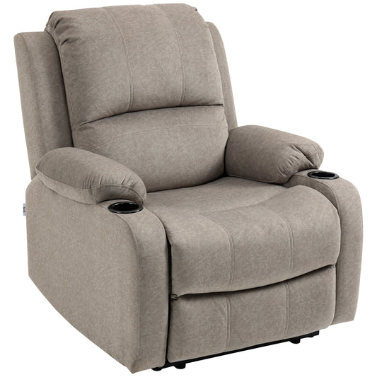Photo of HOMCOM Recliner Chair, Microfibre Reclining Chair with Adjustable Leg Rest, Cup Holders, Recliner Armchair for Home Living Room, Brown in Brown colour on a white background