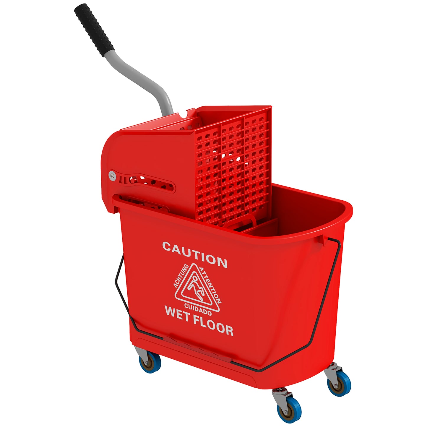 Photo of HOMCOM 20L Compact Mop Bucket on Wheels, with Water Separation Panel - Red in Red colour on a white background