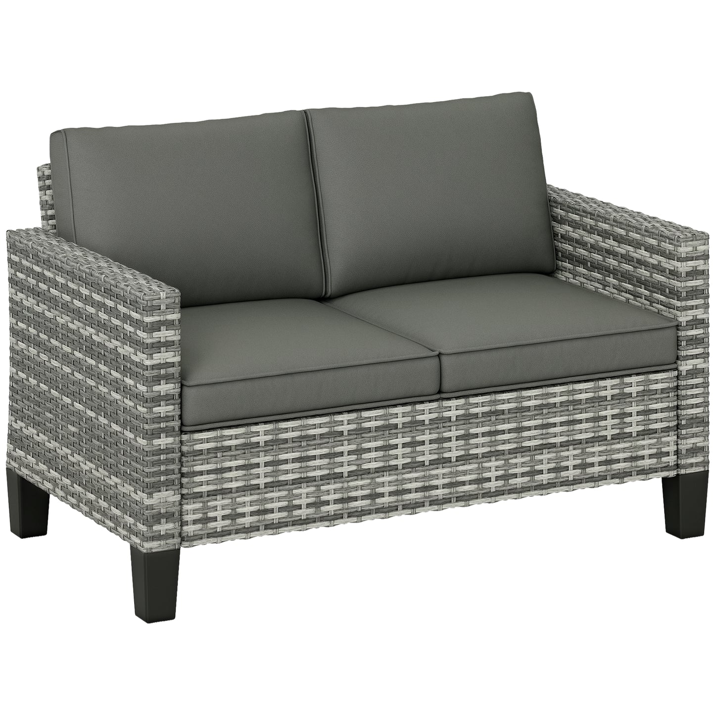 Photo of Outsunny Two-Seater Rattan Outdoor Sofa - Light Grey in Grey colour on a white background